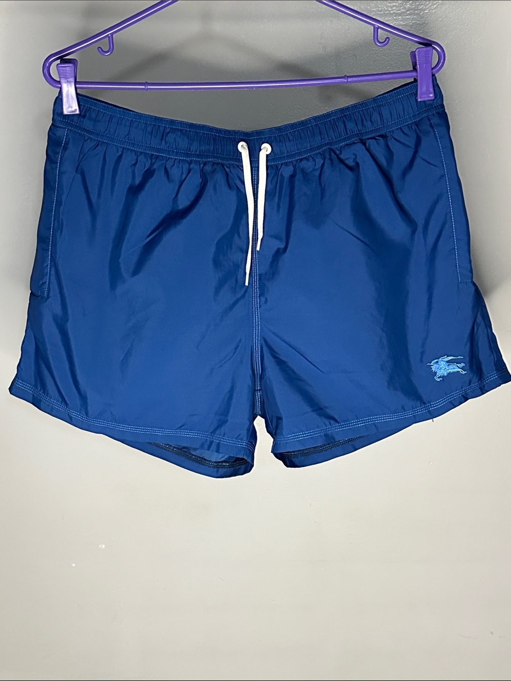 Burberry Royal Blue Men's Swim Trunks with Drawstring